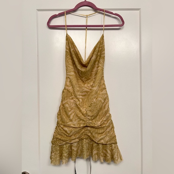 Mistress Rocks Olive Print Ruffle Mini Dress NWT - Picture 8 of 12